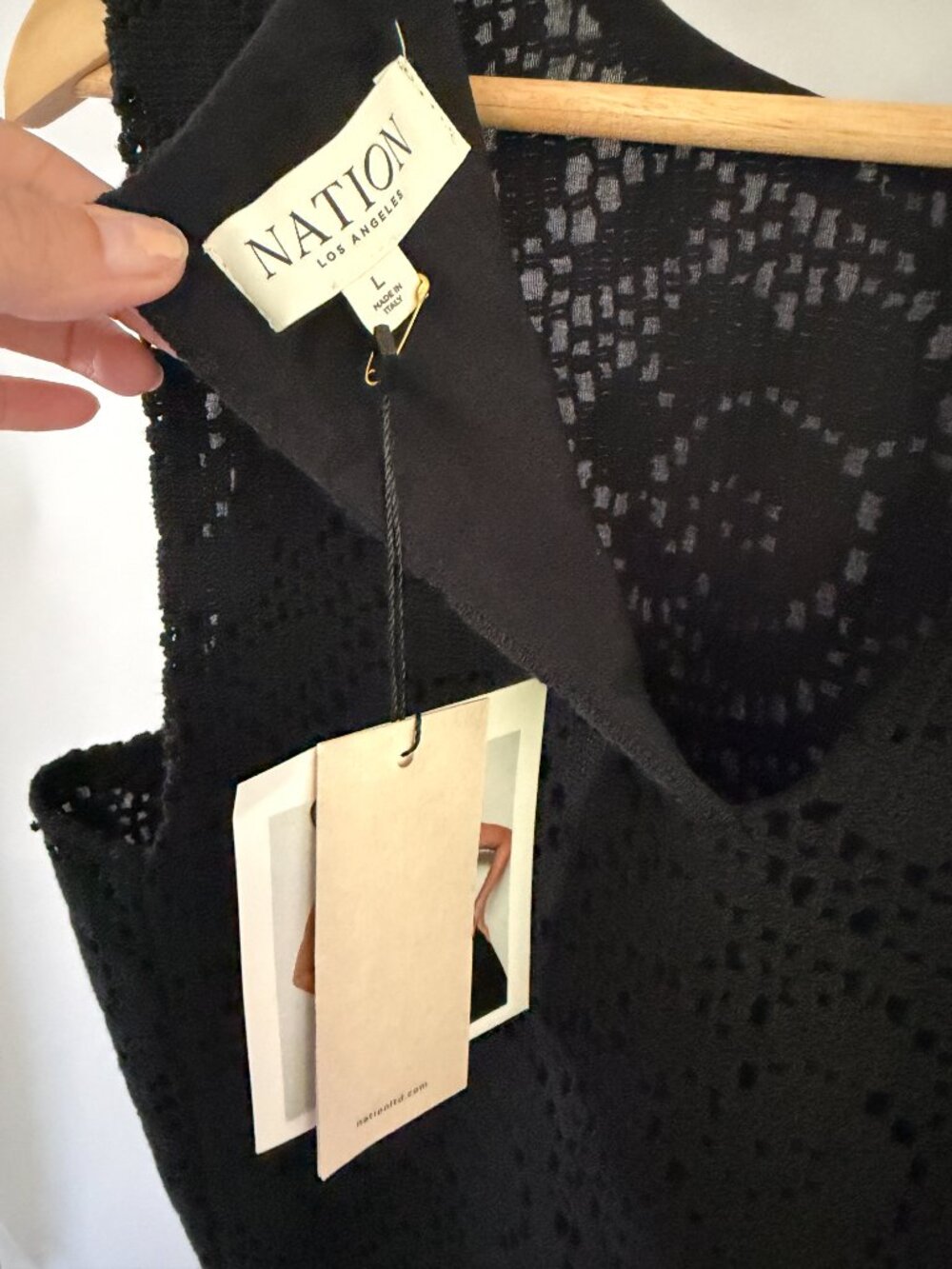 Nation Ltd. Black Eyelet Tank Black Lace, Sheri New With Tags Size Large - Picture 2 of 6